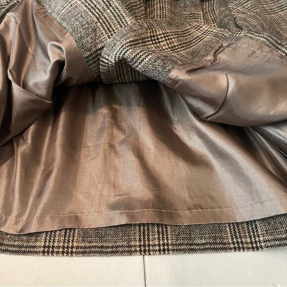 Boston Proper Tan & Cream Plaid Wool Blend Academia Prep Jacket NWOT Size 8 - Picture 9 of 12